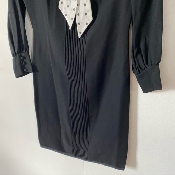 Vintage Little Black Dress White Polkadot Bow 60s Bobbie Brooks Womens Small - Picture 4 of 11